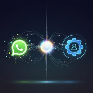 Diagrama conceptual que muestra la integración de datos entre WhatsApp y un CRM para crear un registro de ventas centralizado.